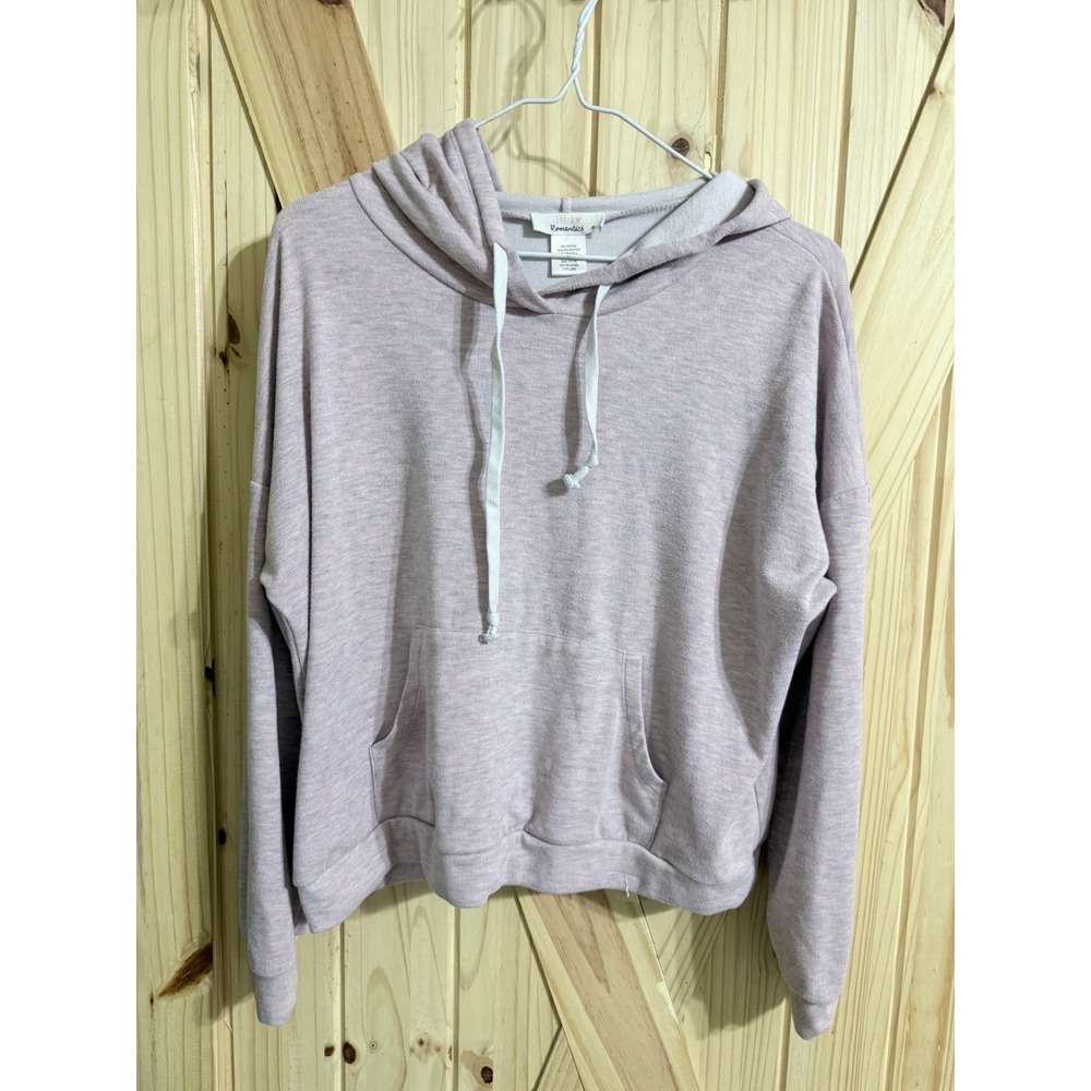 Urban Romantics Women Lavender Heather Knit Cropped Hoodie Sweatshirt Size M
